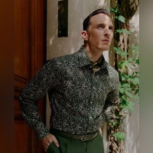 Indochino London Daisy Print Olive Shirt